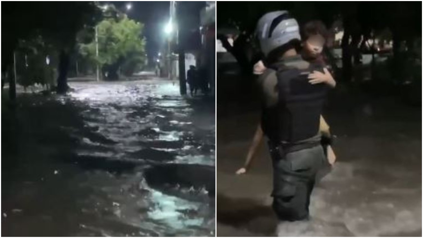 Por coincidência, PM resgata criança em rua alagada após segunda maior chuva do ano em Fortaleza