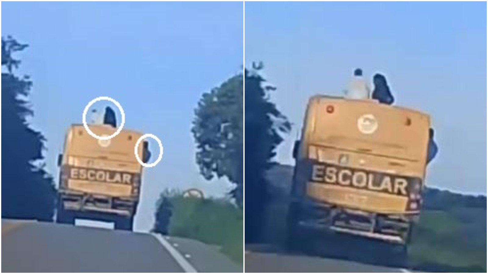 Vídeo flagra alunos no teto e na janela de ônibus escolar em Saboeiro; oito são identificados