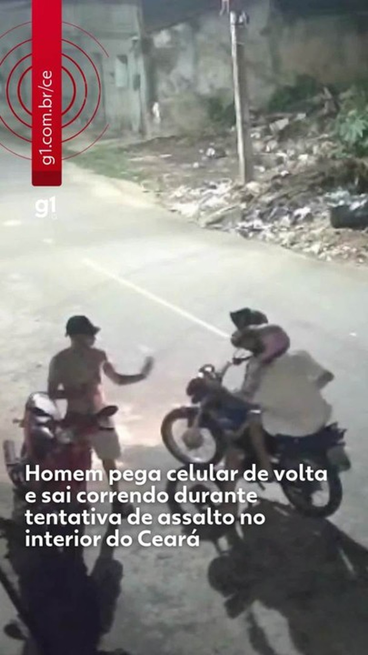 Vítima toma celular de volta durante tentativa de assalto e foge; câmera flagra no Ceará