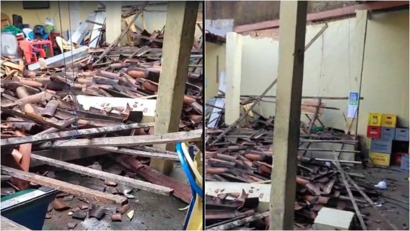 Teto de bar desaba em Fortaleza após chuvas; vídeo mostra estragos e Defesa Civil registra 16 ocorrências