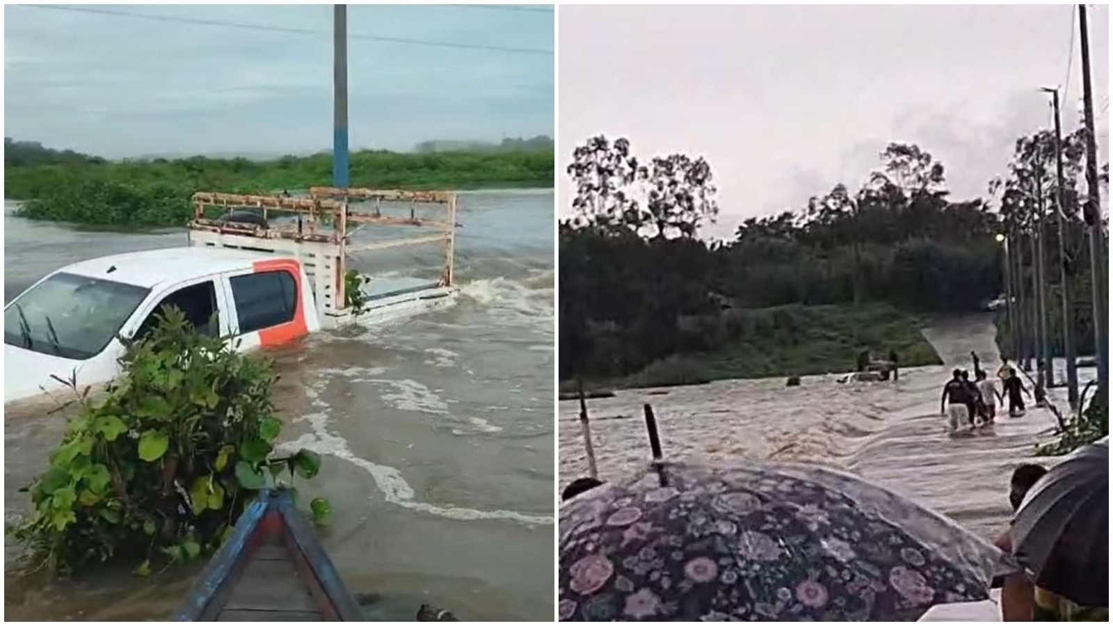 Carro de provedora é arrastado por correnteza e fica submerso em rio no Ceará; dois saem ilesos