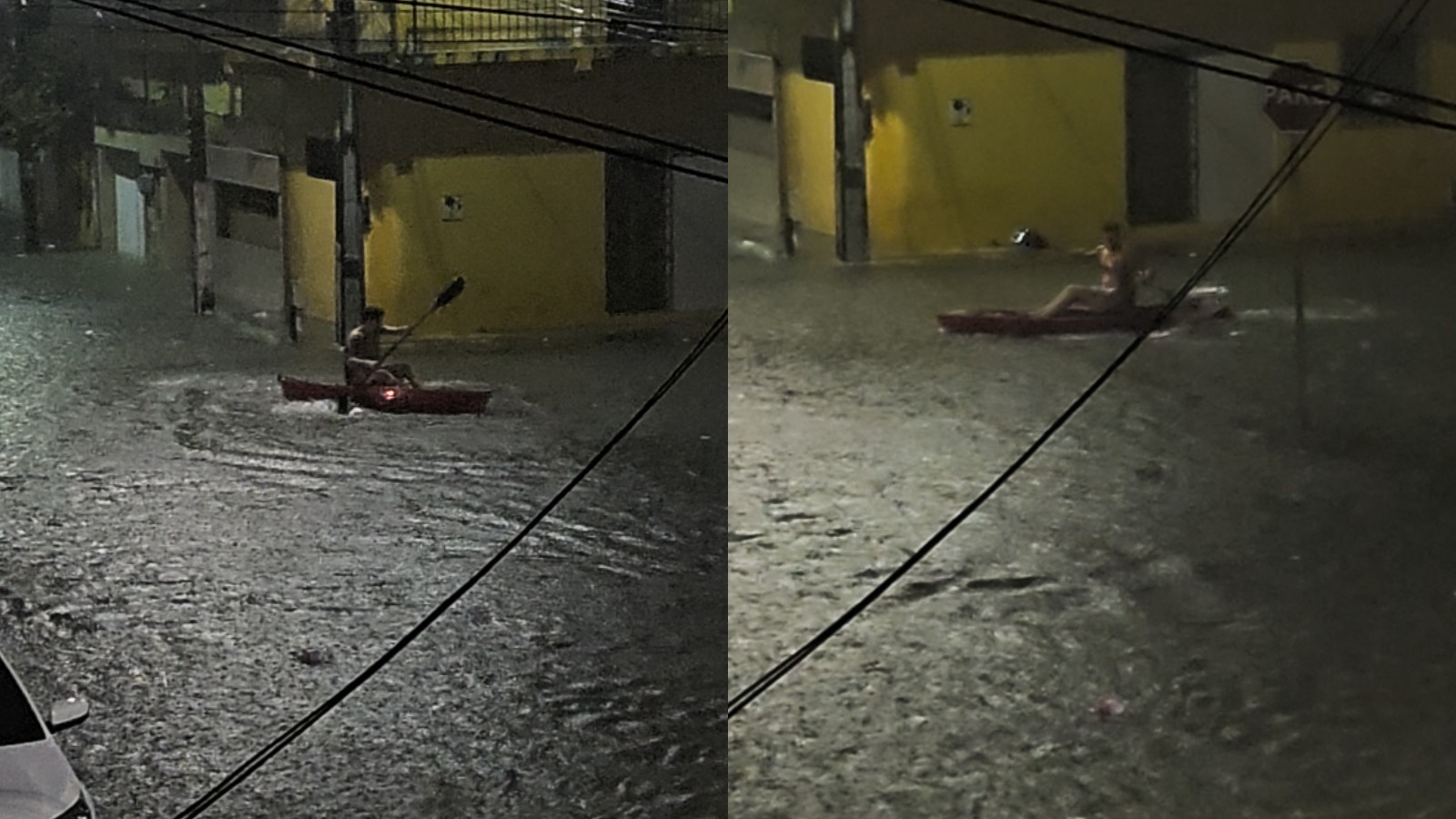 Vídeo mostra morador de caiaque em ruas alagadas de Fortaleza; cidade teve 85 mm e previsão indica mais chuva