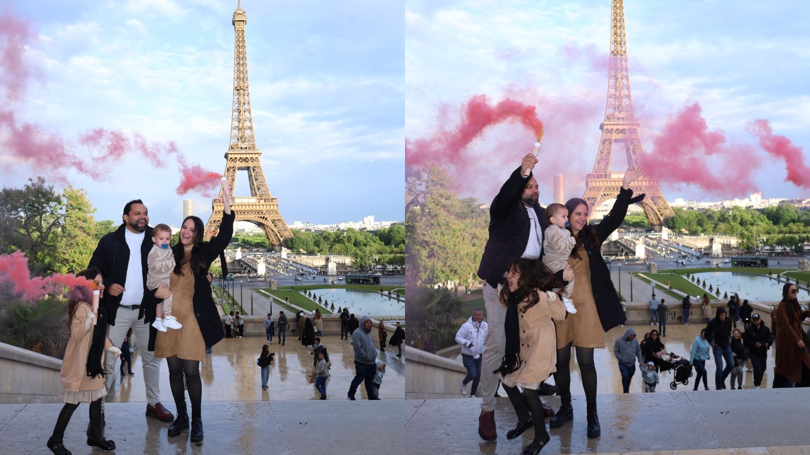 Fumaça rosa na Torre Eiffel faz polícia confundir chá revelação de casal cearense com protesto