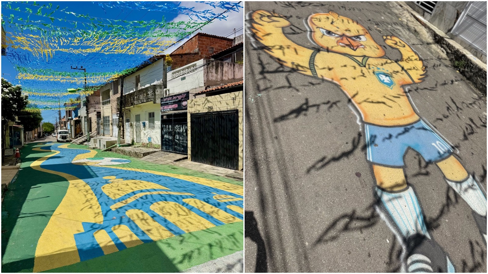 Com vaquinha de R$ 10, moradores transformam rua de Fortaleza em mural para a Copa de 2026