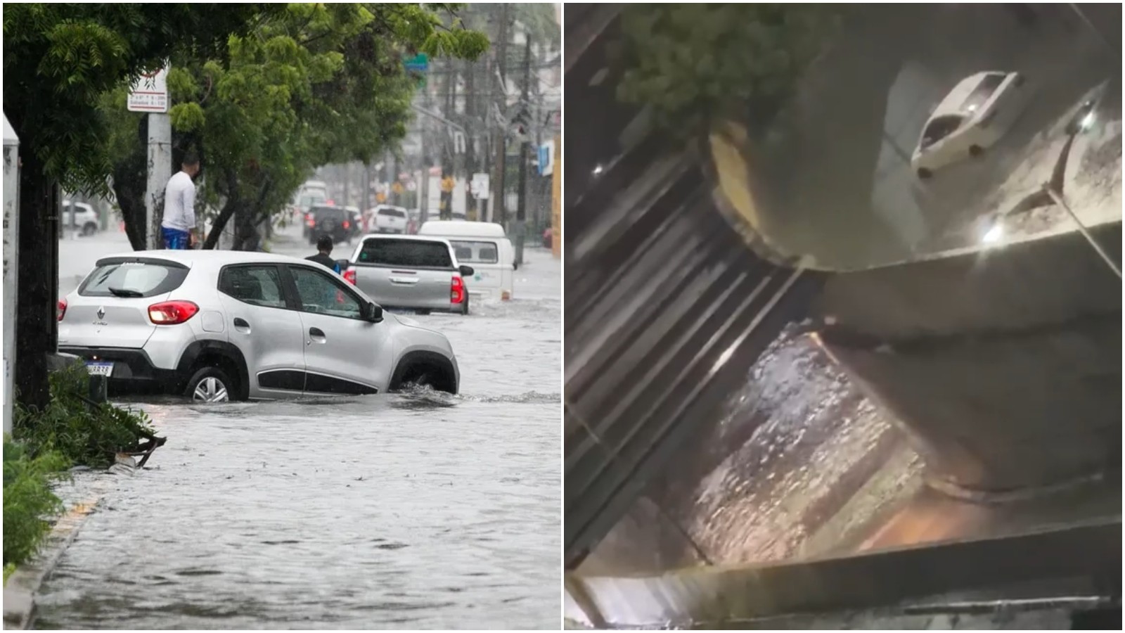 Forte chuva alaga ruas de Fortaleza; vídeo