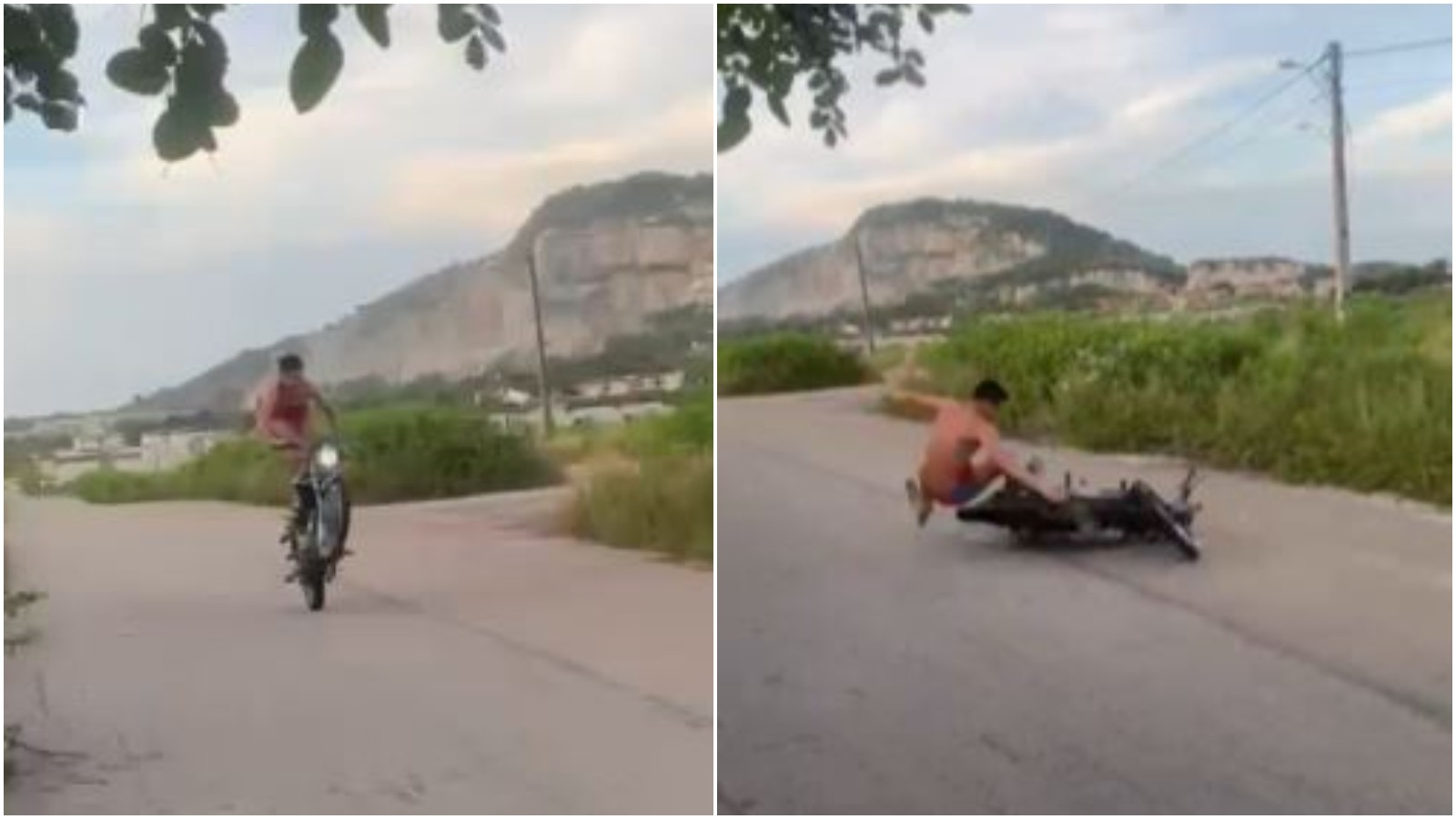 Vídeo flagra queda de jovem ao fazer ‘grau’ em Itaitinga; sem capacete, ele é internado na UTI