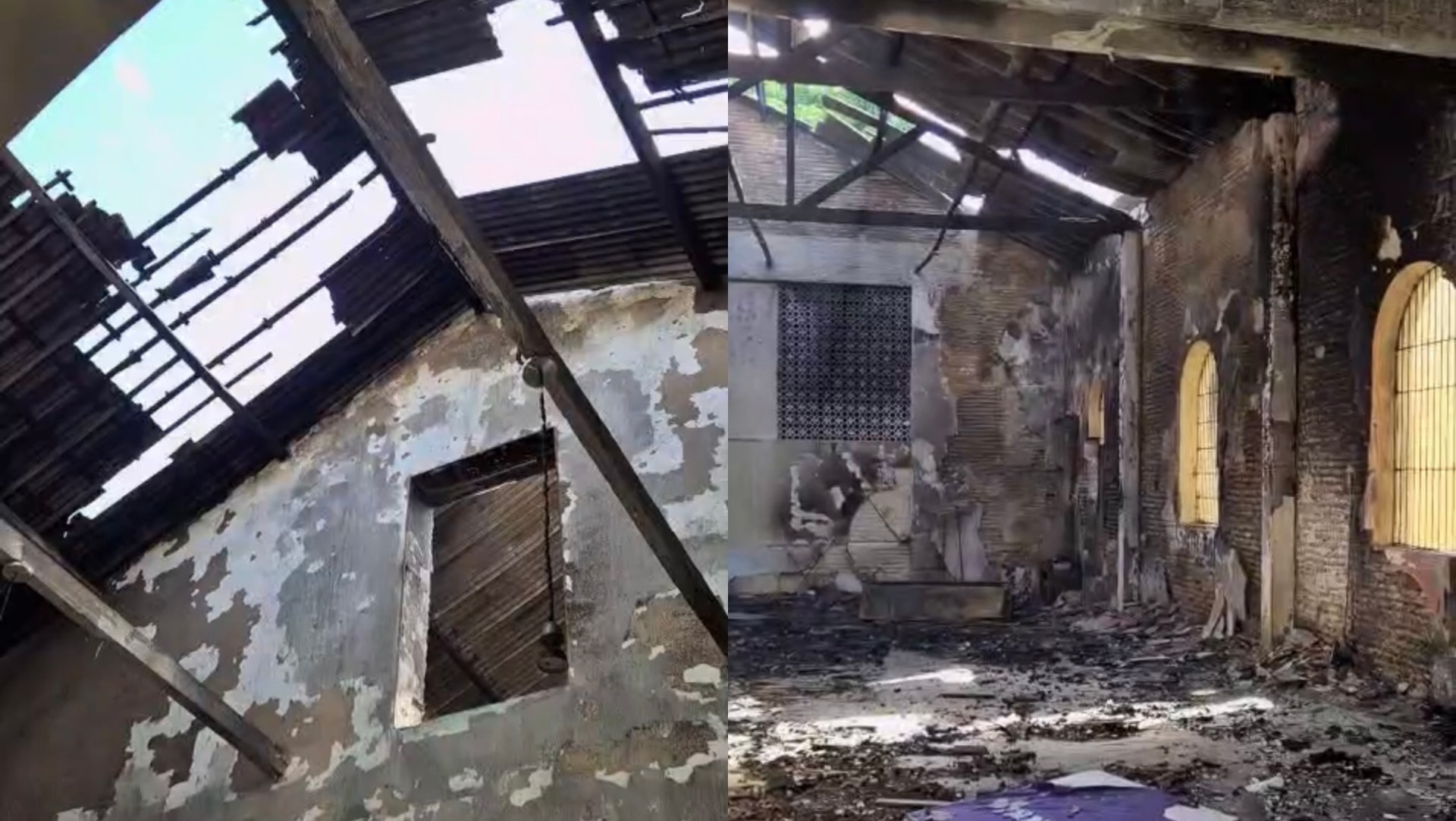 Incêndio destrói salão de igreja de 150 anos na Parangaba, em Fortaleza; teto segue em risco