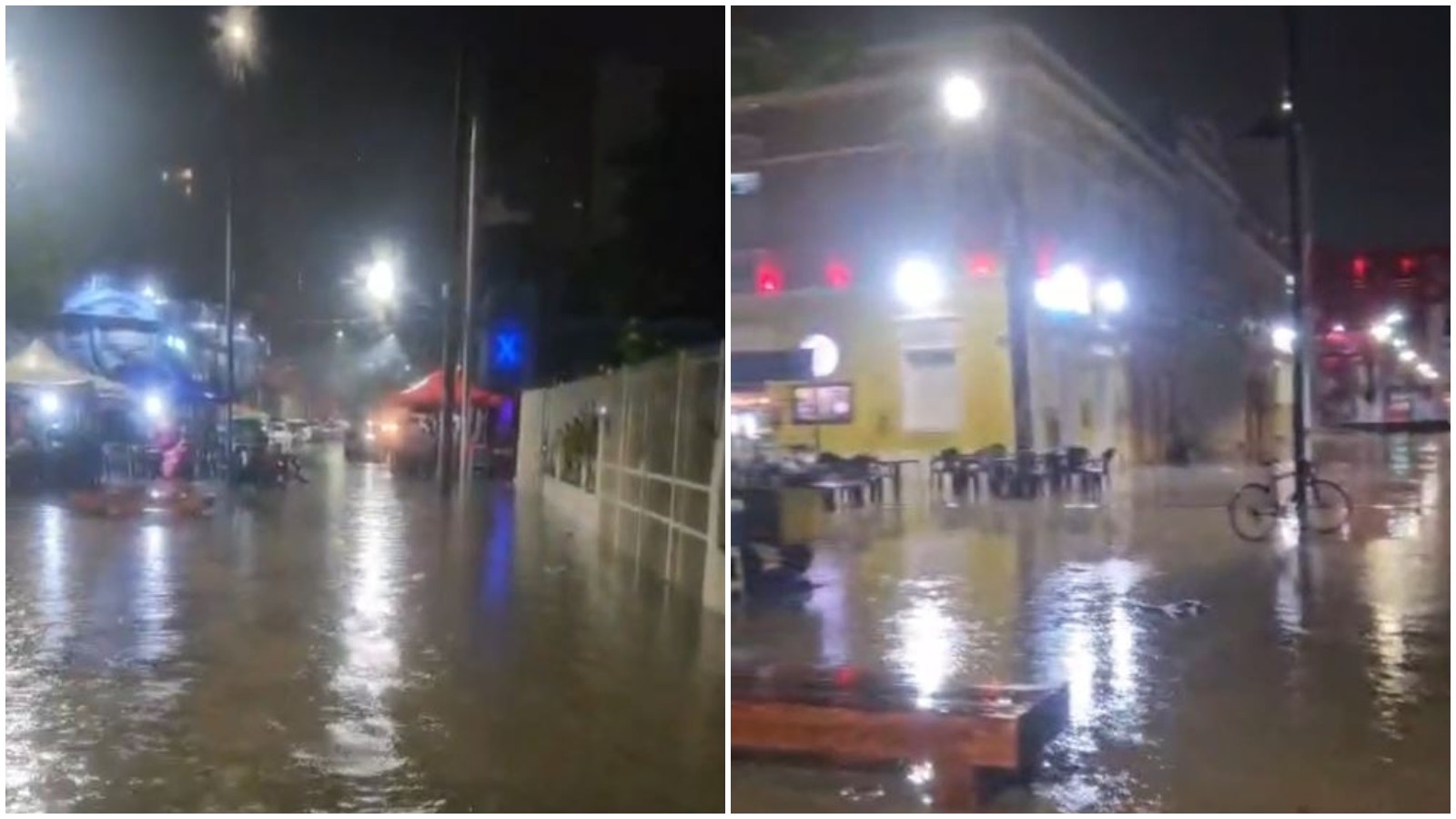 Vídeos mostram praça no Dragão do Mar submersa após 140 mm de chuva em Fortaleza; SOP informa intervenções na drenagem