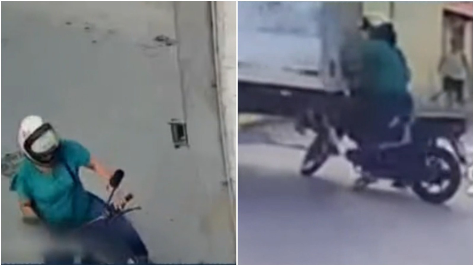 Caminhão engata ré, arrasta motociclista e para a centímetros dela em Itapajé; vídeo