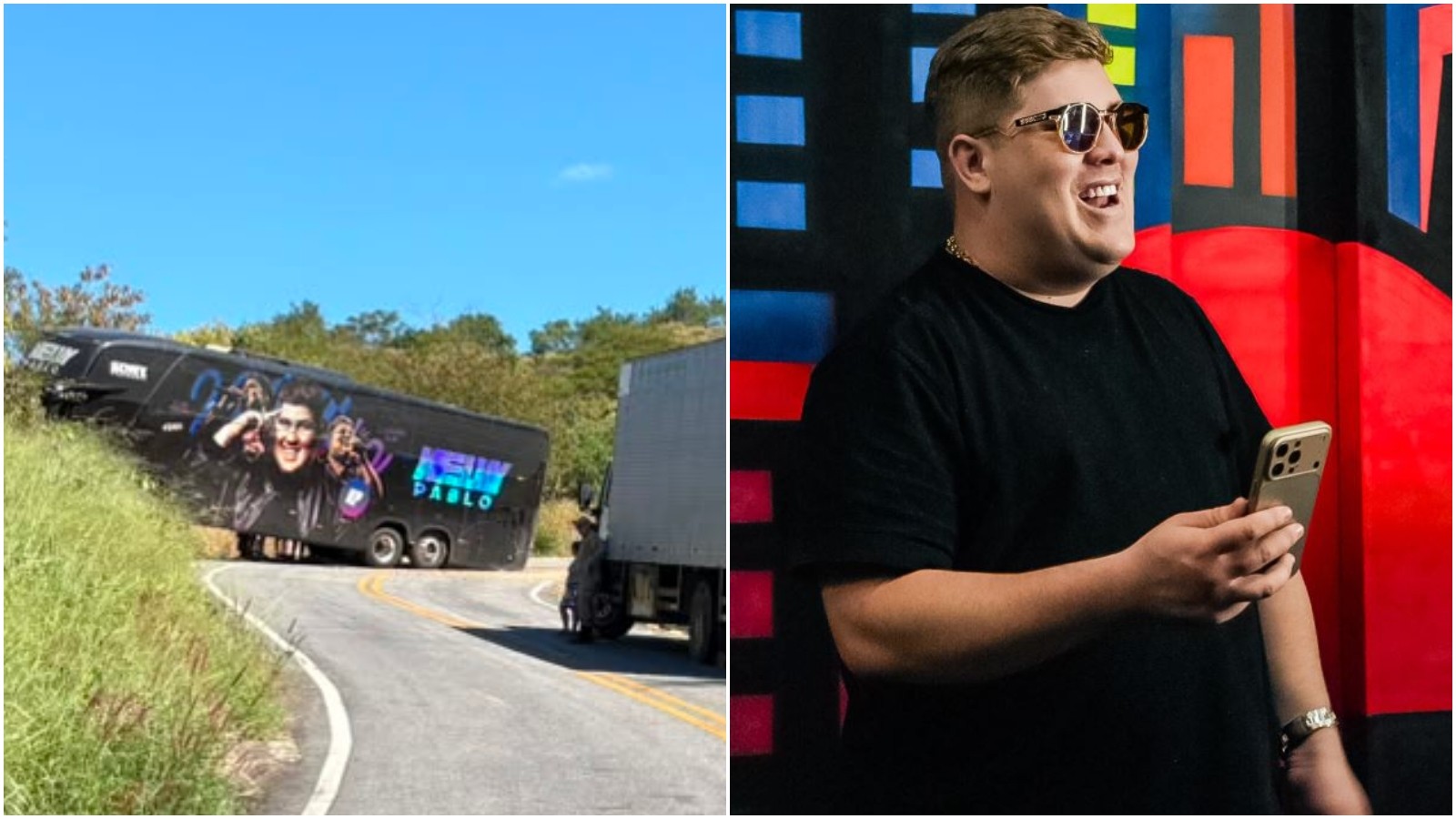 Falha nos freios faz ônibus de Kelvy Pablo bater em barranco no CE; feridos leves e show cancelado