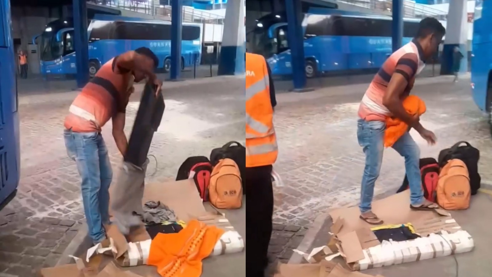 Vídeo mostra passageiro quebrando TV após ser barrado em ônibus na rodoviária de Fortaleza