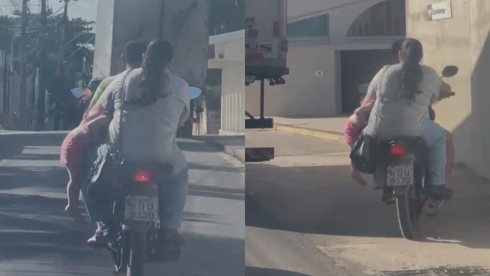 Vídeo flagra criança em motocicleta sem capacete no Eusébio; moto circula pelo acostamento