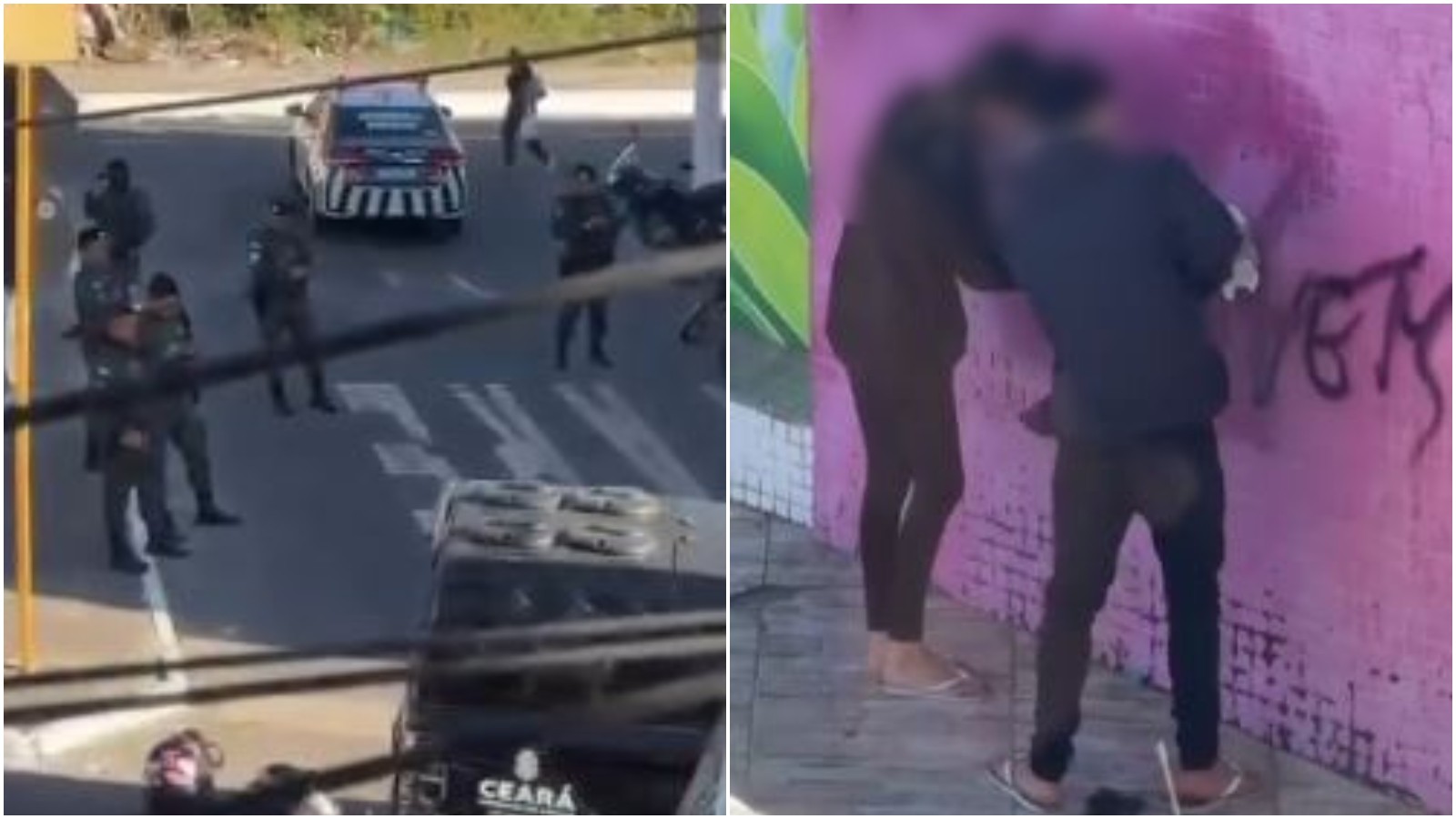 Após pichações com ameaças à PM, adolescentes de 14 e 16 anos são apreendidos e limpam paredes em Tianguá