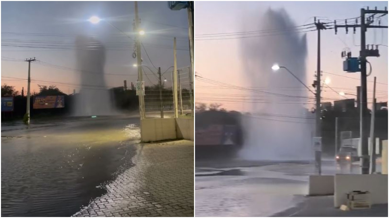 Vídeo flagra jorro de água após rompimento de adutora em Maracanaú; bairros de Fortaleza e Maracanaú ficam sem abastecimento