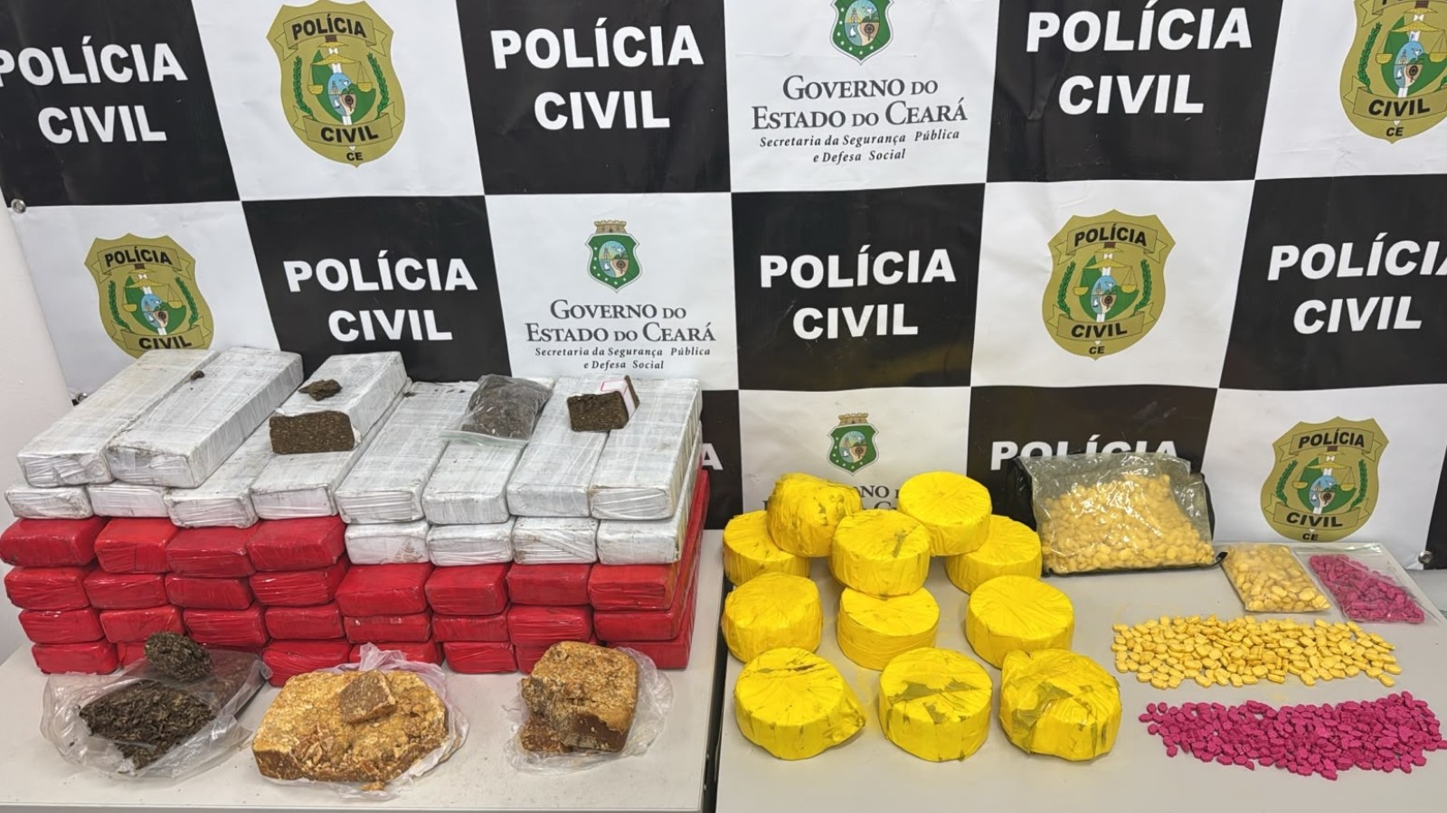 Casal é preso no Ceará com cerca de 50 kg de drogas e mil comprimidos de ecstasy; parte da carga estava enterrada e em geladeira desativada