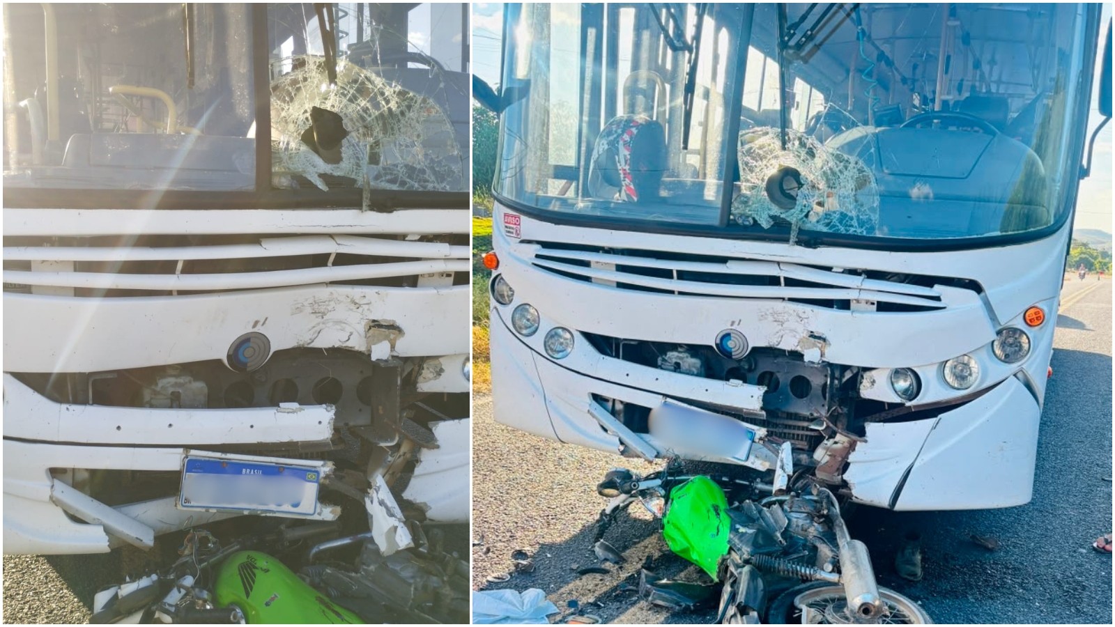 Dois morrem em colisão entre moto e ônibus na CE-380; polícia investiga invasão de contramão