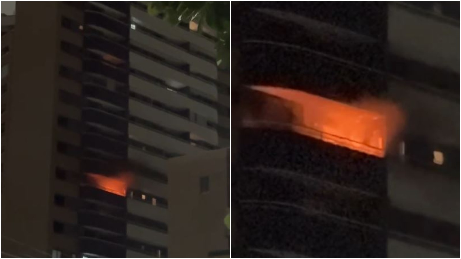 Incêndio assusta moradores ao atingir apartamento no 13º andar de prédio em Fortaleza