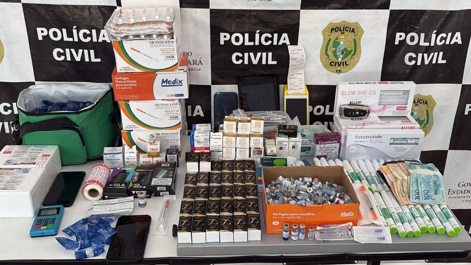 Esquema nas redes sociais: trio é preso na Grande Fortaleza por venda de emagrecedores injetáveis e anabolizantes sem registro