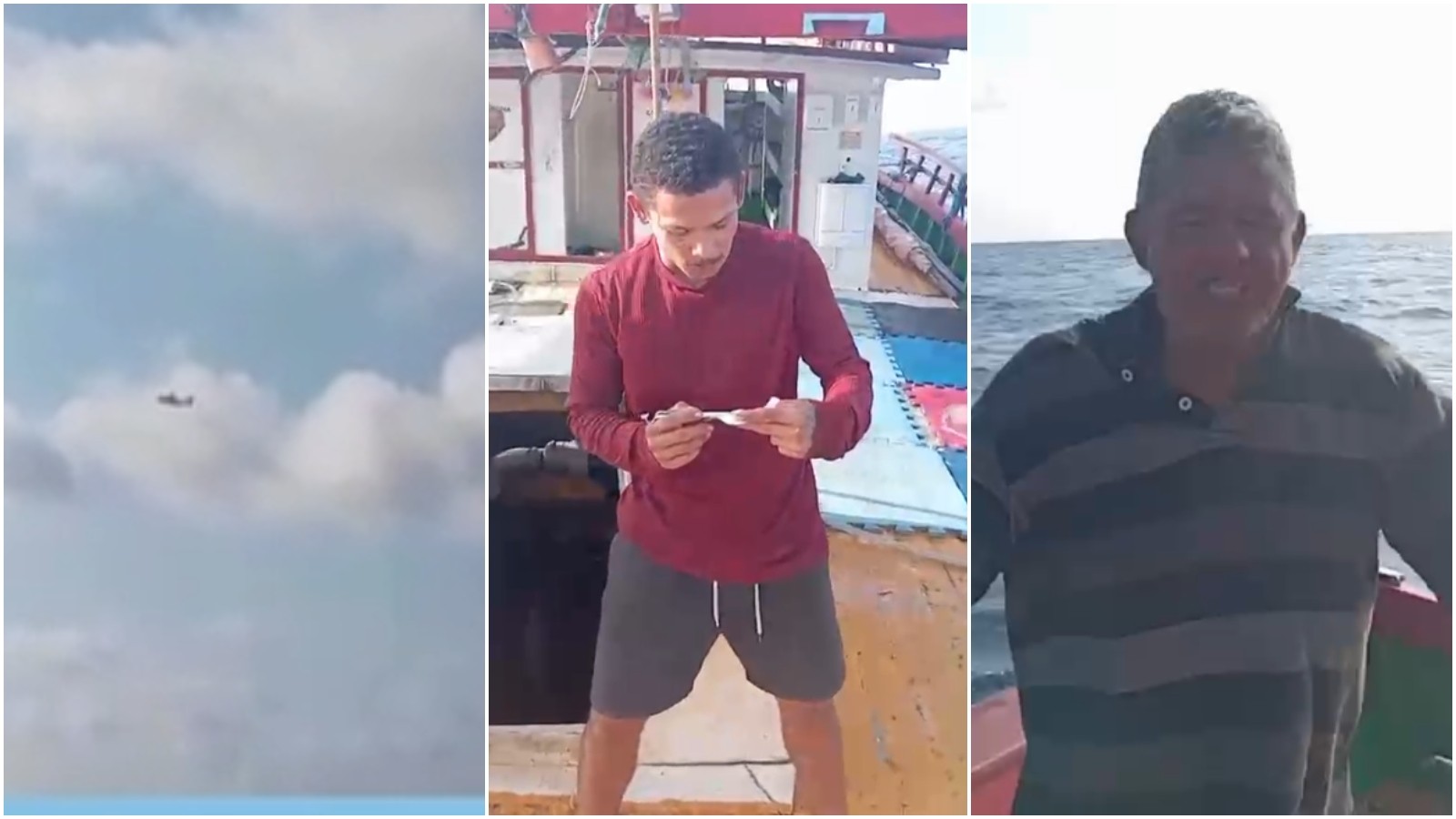 Vídeo: pescadores cearenses achados a 480 km da costa cantam louvores no resgate em alto-mar